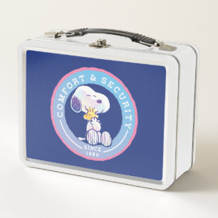 Peanuts   Comfort & Security Badge Blue Metal Lunch Box