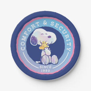 Peanuts   Comfort & Security Badge Blue Paper Plate