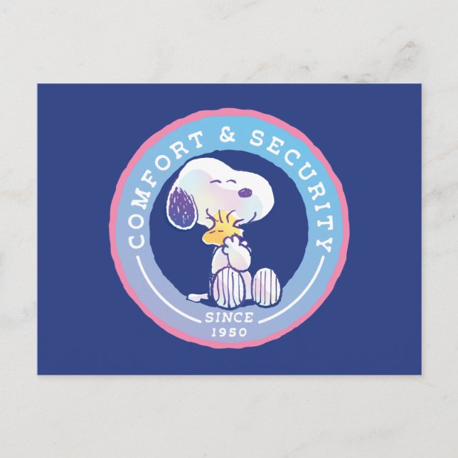Peanuts | Comfort & Security Badge Blue Postcard (Front)