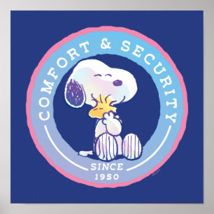 Peanuts Comfort & Security Badge Blue Poster