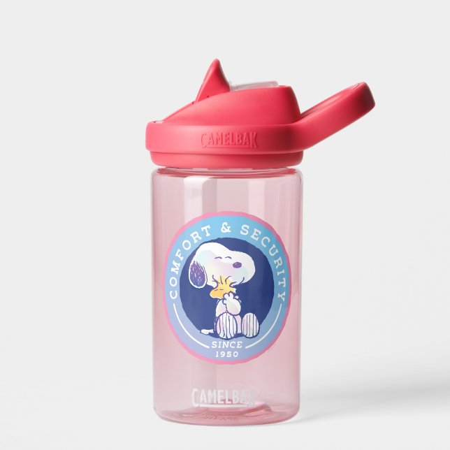 Peanuts | Comfort & Security Badge Blue Water Bottle (Left)