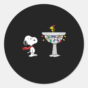 Peanuts Decorated Bird Bath Classic Round Sticker