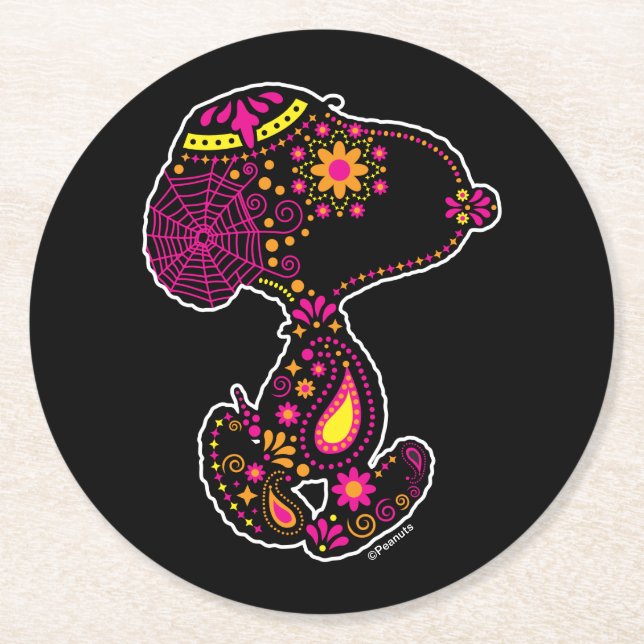 Peanuts | Decorated Day of the Dog Round Paper Coaster (Front)