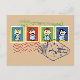 Peanuts   Don't Open Until Christmas Holiday Postcard