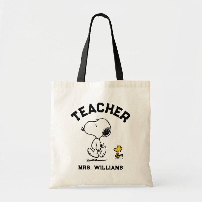 Peanuts Est. 1950 | Snoopy & Woodstock Teacher Tote Bag (Front)