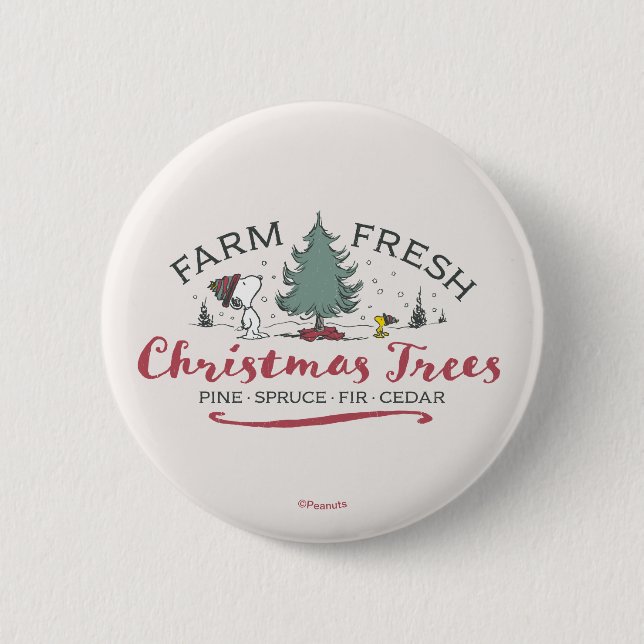 Peanuts | Farm Fresh Christmas Trees 6 Cm Round Badge (Front)