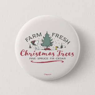 Peanuts   Farm Fresh Christmas Trees 6 Cm Round Badge