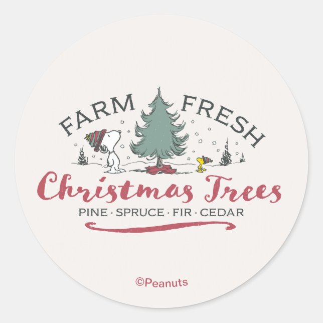 Peanuts | Farm Fresh Christmas Trees Classic Round Sticker (Front)