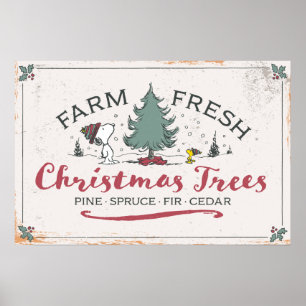 Peanuts Farm Fresh Christmas Trees Poster