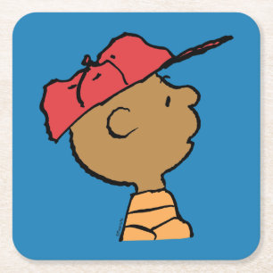 Peanuts   Franklin Baseball Cap Square Paper Coaster