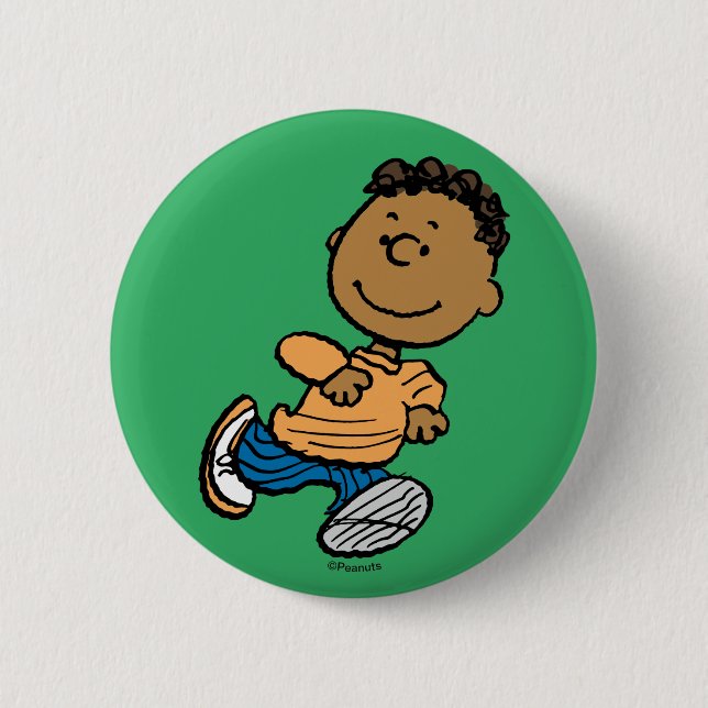 Peanuts | Franklin Running 6 Cm Round Badge (Front)