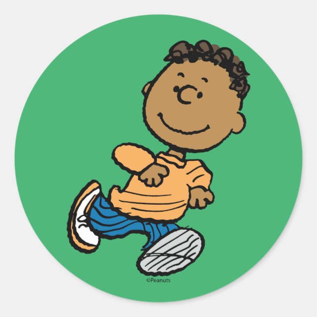 Peanuts | Franklin Running Classic Round Sticker (Front)
