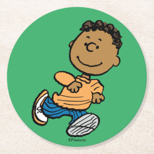Peanuts   Franklin Running Round Paper Coaster