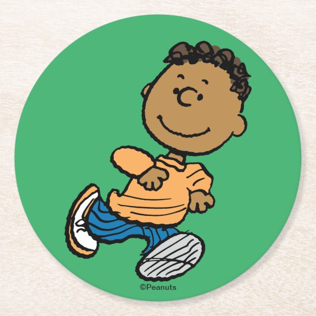 Peanuts | Franklin Running Round Paper Coaster (Front)