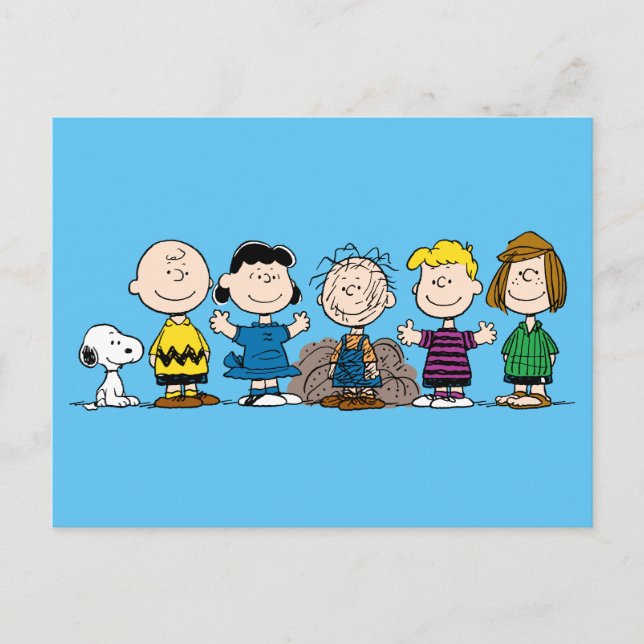 Peanuts Friends In A Row Postcard (Front)