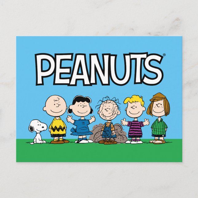 Peanuts Friends In A Row Postcard (Front)