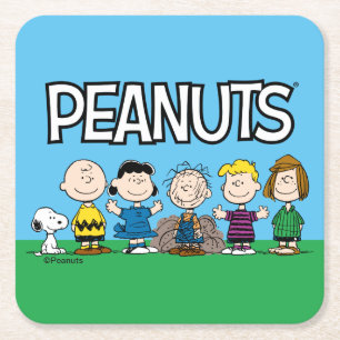 Peanuts Friends In A Row Square Paper Coaster