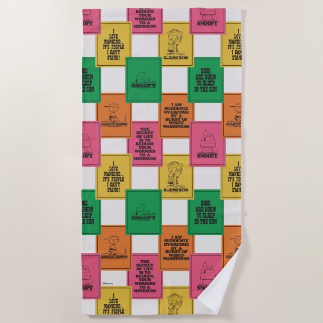 Peanuts | Fun Colorblock Pattern Beach Towel (Front)