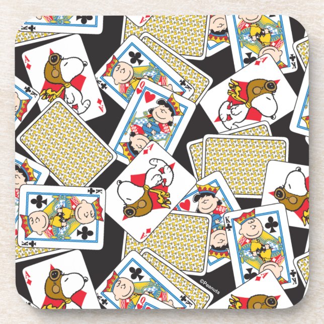 Peanuts Gang Card Deck Pattern Coaster (Front)