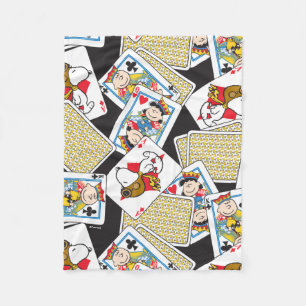 Peanuts Gang Card Deck Pattern Fleece Blanket