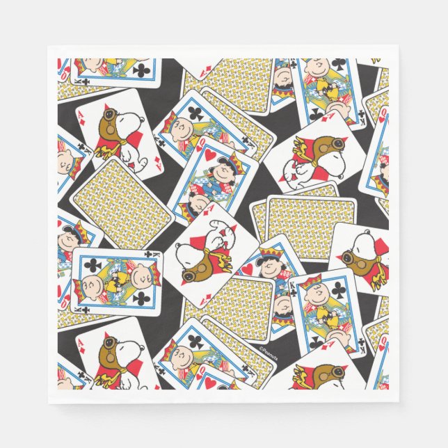 Peanuts Gang Card Deck Pattern Napkin (Front)