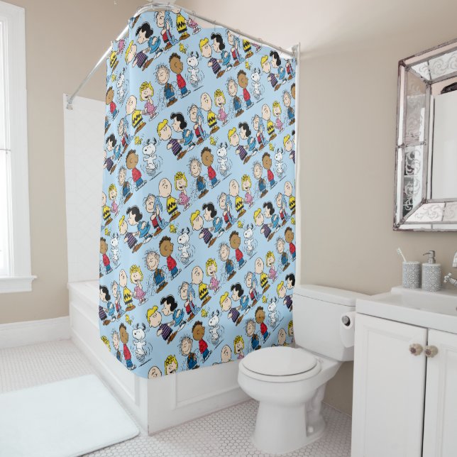 Peanuts Gang Group Lineup Shower Curtain (In Situ)