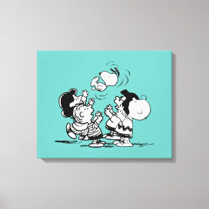 Peanuts Gang Lifting Snoopy Canvas Print