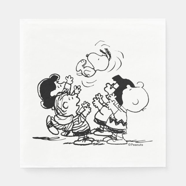 Peanuts Gang Lifting Snoopy Napkin (Front)