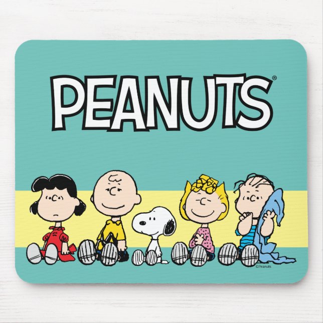 Peanuts Gang Sitting Together Mouse Mat (Front)
