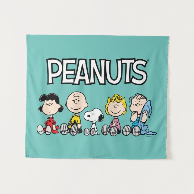 Peanuts Gang Sitting Together Tapestry (Front (Horizontal))