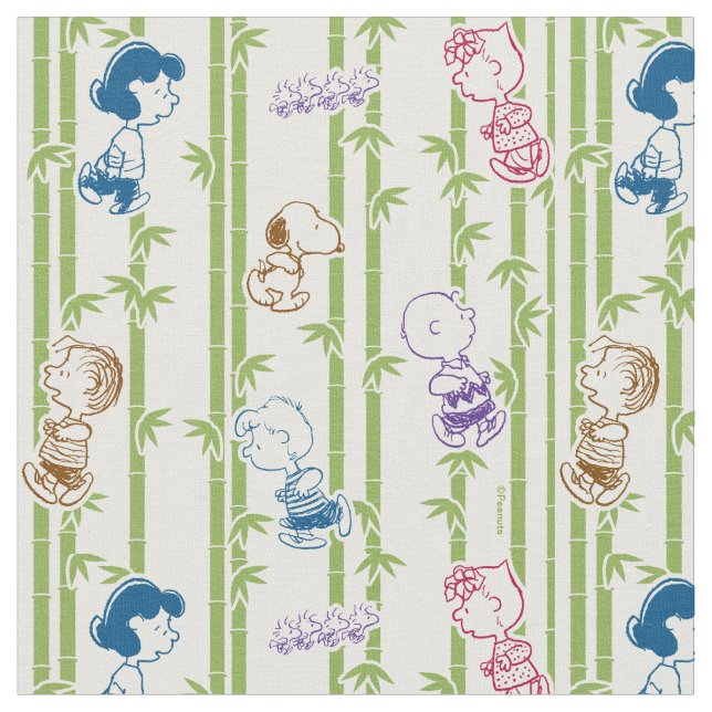 Peanuts Gang Sketch Print Bamboo Fabric (Close Up)