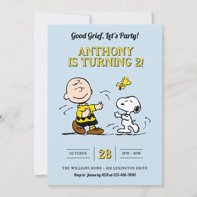 Peanuts Good Grief Let's Party! Birthday Invitatio Invitation (Front)
