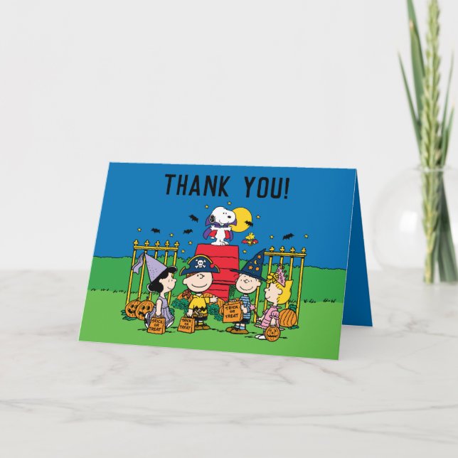 Peanuts | Halloween Birthday Party Thank You Card (Front)