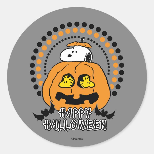 Peanuts | Happy Halloween Classic Round Sticker (Front)