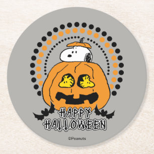 Peanuts   Happy Halloween Round Paper Coaster
