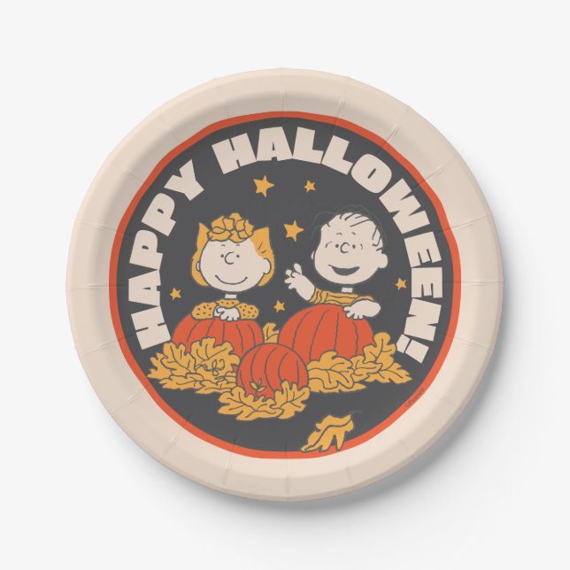 Peanuts | Happy Halloween Sally & Linus Paper Plate (Front)