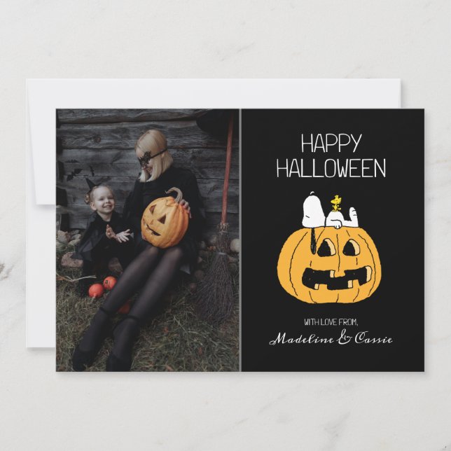 Peanuts | Happy Halloween Snoopy & Jack O' Lantern Holiday Card (Front)