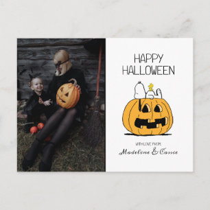 Peanuts Happy Halloween Snoopy & Jack O' Lantern Holiday Postcard
