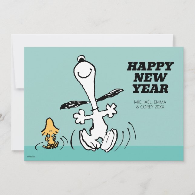 Peanuts | Happy Happy New Year Holiday Card (Front)