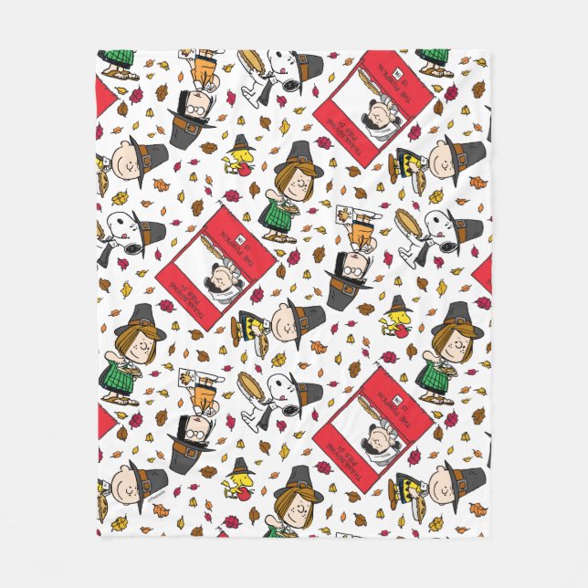 Peanuts | Happy Thanksgiving Pattern Fleece Blanket (Front)