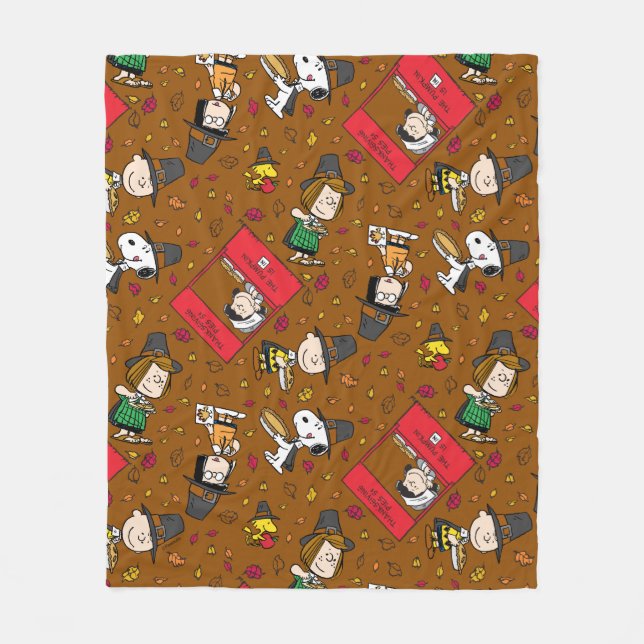 Peanuts | Happy Thanksgiving Pattern Fleece Blanket (Front)