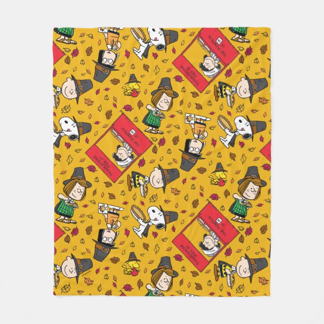 Peanuts | Happy Thanksgiving Pattern Fleece Blanket (Front)