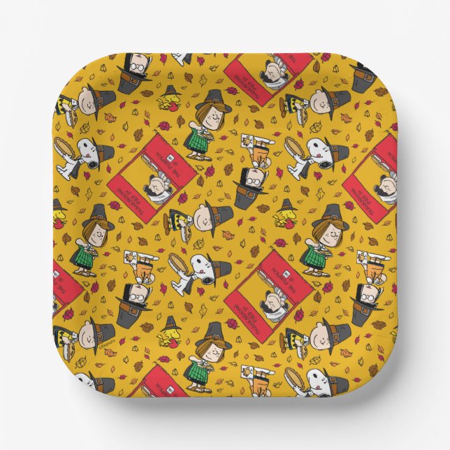 Peanuts | Happy Thanksgiving Pattern Paper Plate (Front)