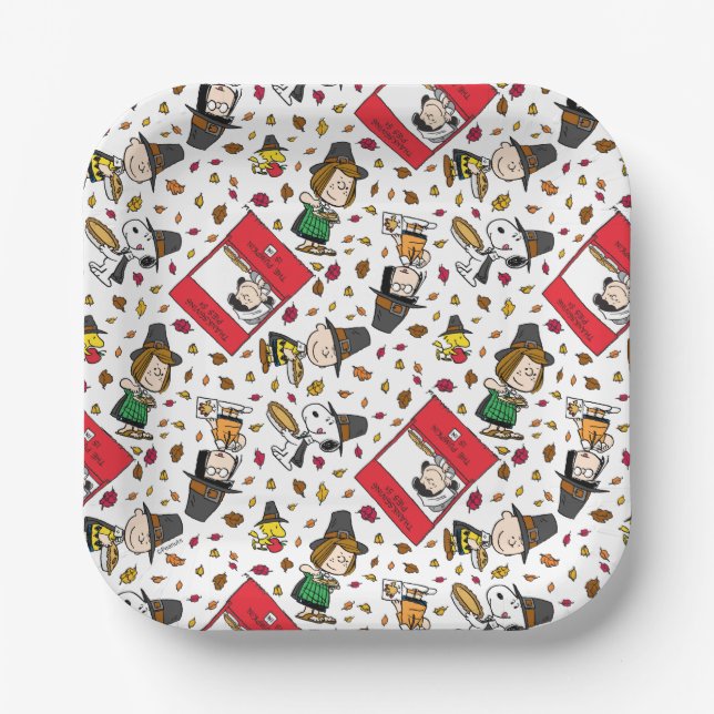 Peanuts | Happy Thanksgiving Pattern Paper Plate (Front)