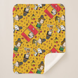 Peanuts   Happy Thanksgiving Pattern Sherpa Blanket