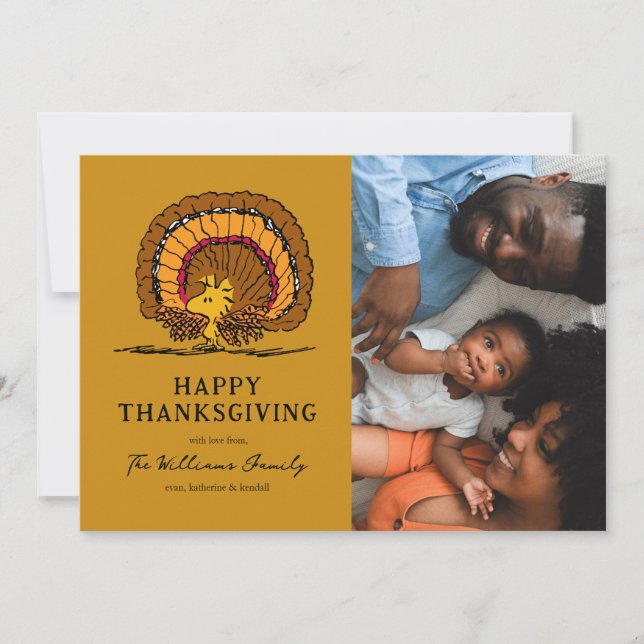 Peanuts | Happy Thanksgiving Woodstock Turkey Holiday Card (Front)