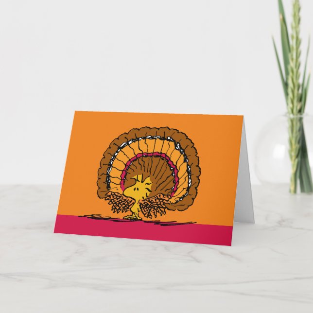 Peanuts | Happy Thanksgiving Woodstock Turkey Holiday Card (Front)