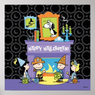Peanuts Haunted Halls Halloween Poster