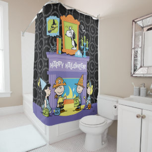 Peanuts Haunted Halls Halloween Shower Curtain