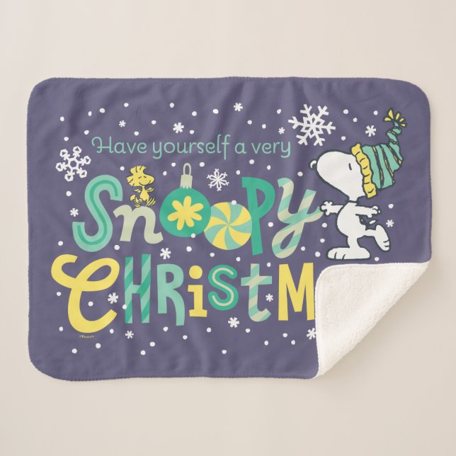 Peanuts | Have Yourself A Very Snoopy Sherpa Blanket (Front (Horizontal))